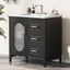 30" Bathroom Vanity with Sink, Bathroom Vanity Cabinet with Two Drawers and Door, Adjustable Shelf, Solid Wood and MDF, Black - Korvel