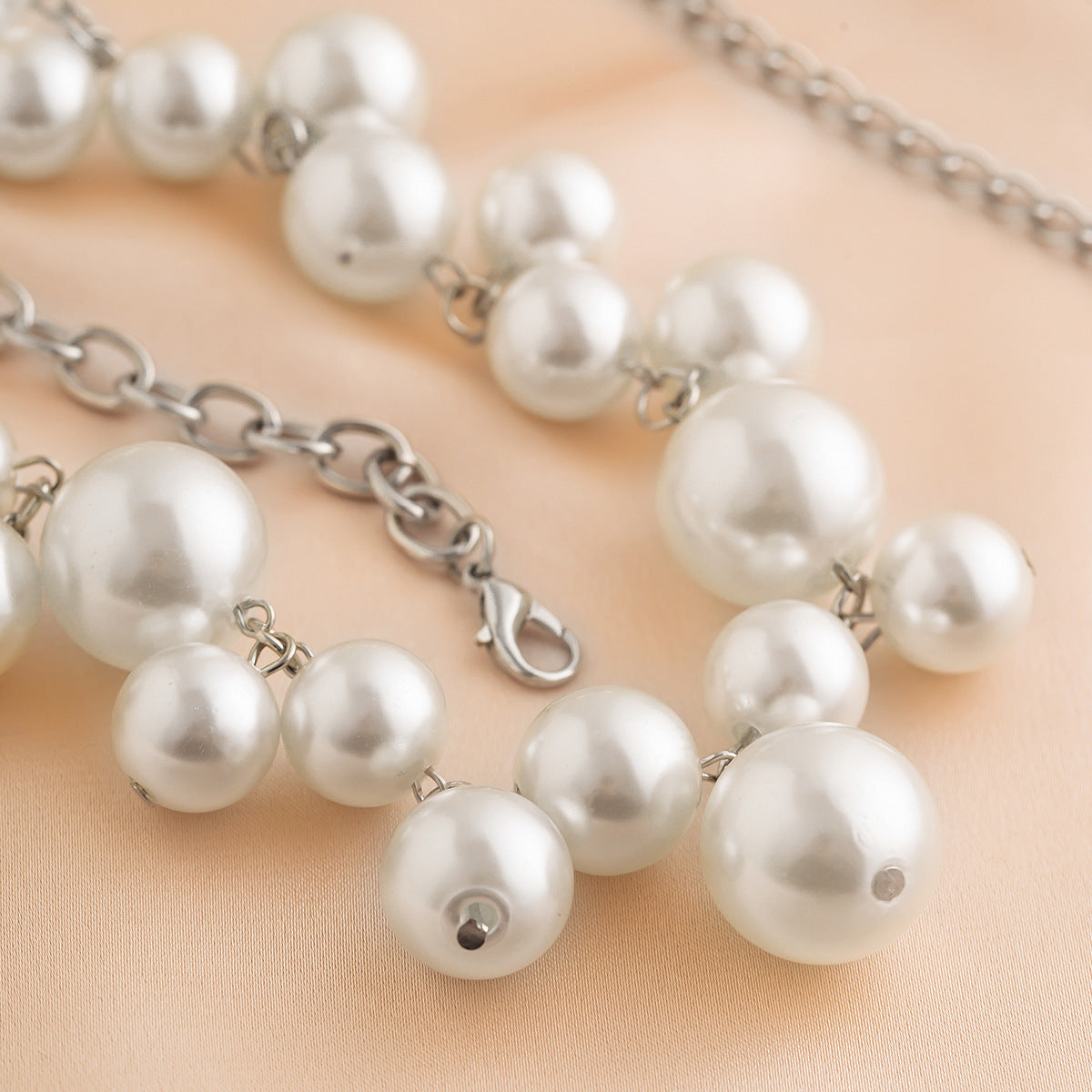 Fashion design imitation pearl tassel waist chain female creative round bead splicing body chain - Korvel