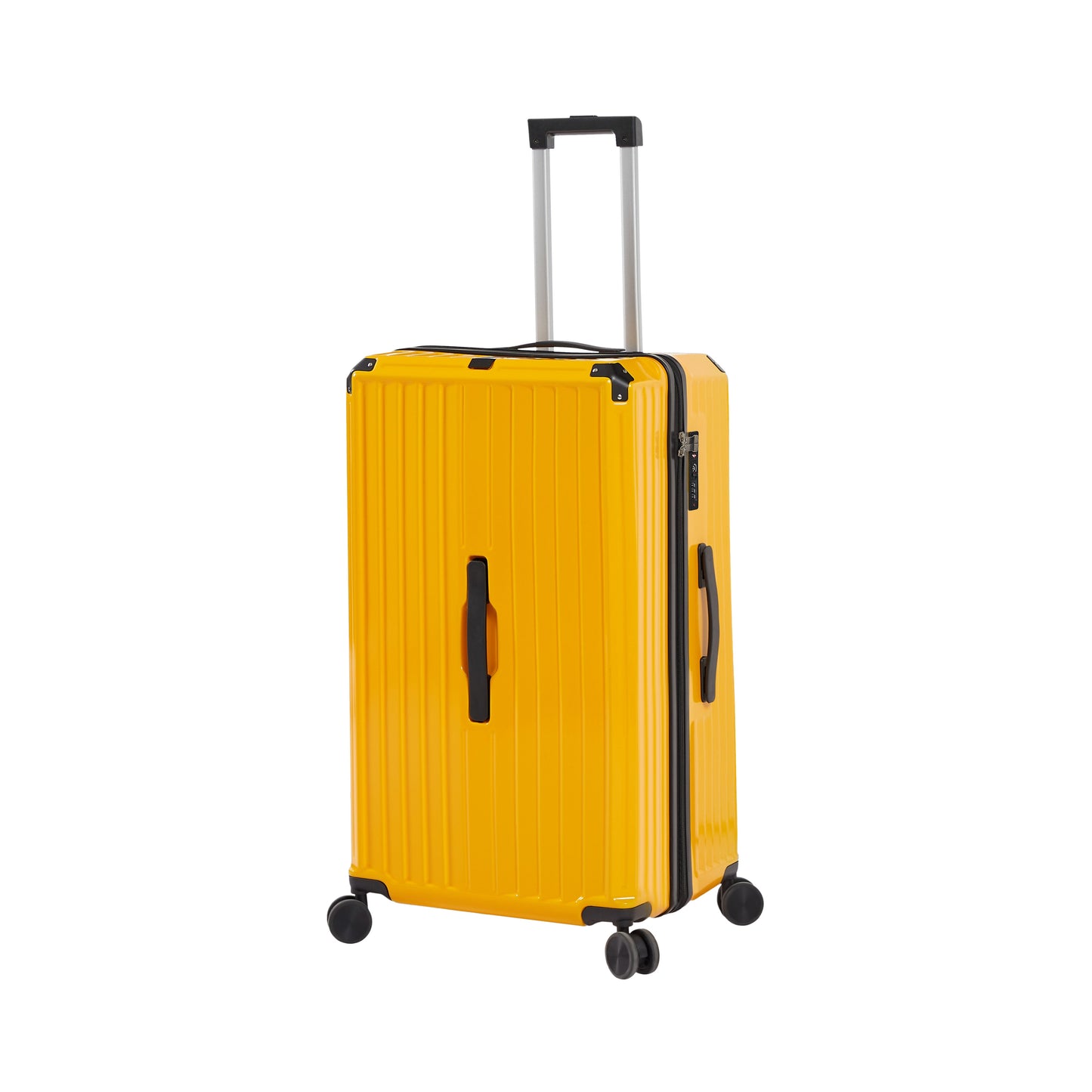 Luggage Set 4 pcs (20"/24"/29"/Travel Bag), PC+ABS Durable Lightweight Luggage with Collapsible Cup Holder TSA Lock, Yellow - Korvel