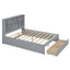 Full Size Platform Bed with Storage Headboard and 2 Drawers, Gray - Korvel