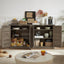 65-Inch Slate Gray Faux Rattan Sideboard with Barn Doors