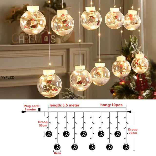 Santa Claus Curtain String Lights