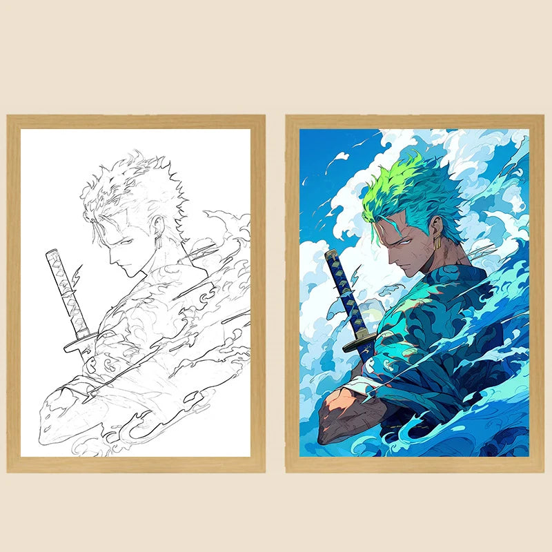 One Piece Creative Photo Frame Night Light Toy Anime Character Luffy Zoro Night Light Bedside Decoration Painting Christmas Gift - Korvel