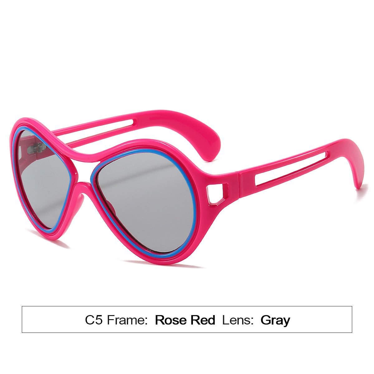 New European and American Sunglasses for Women UV400 Fashion Double Beam Round Frame Personalized PC Hollow Sunscreen Sunglasses - Korvel