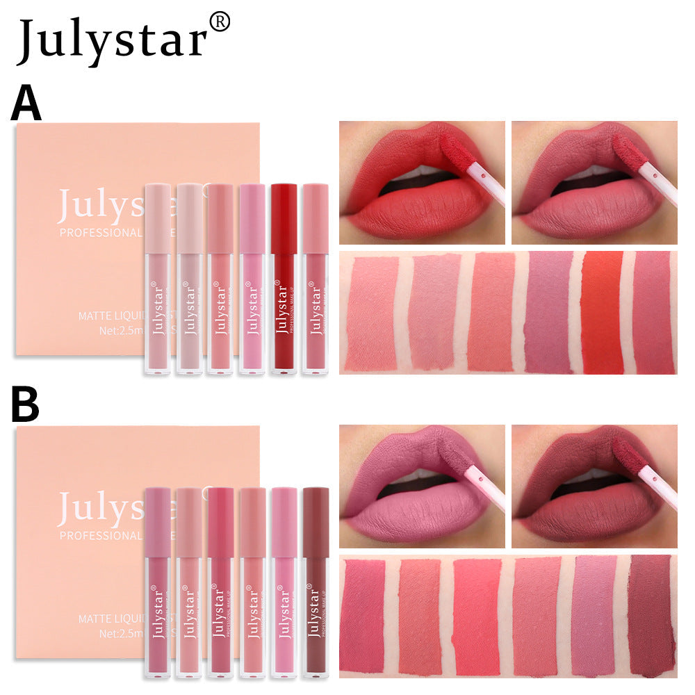 Lip And Cheek High Value Makeup Non-Flaking And Non-Sticky Cup Watery Mirror Enzyme Lip Glaze Set - Korvel