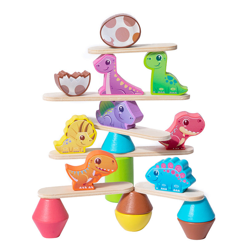 Jouet de blocs de construction empilables en bois - Dinosaure