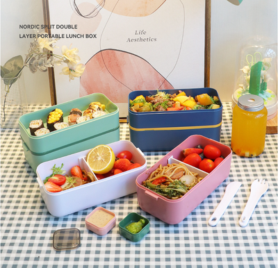 Japanese Style Double Layer Microwaveable Lunch Box