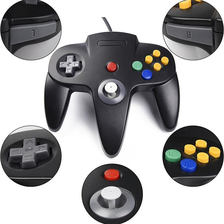 N64 USB wired game controller N64 appearance PC controller retro classic game console appearance controller - Korvel