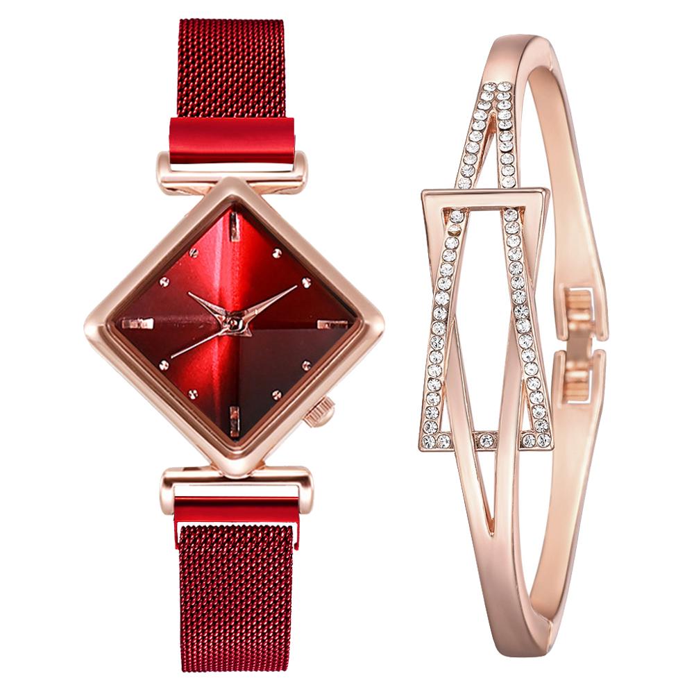 Women Square Watch Luxury Ladies Quartz Magnet Buckle Gradient Color Watches Relogio Feminino For Gift Clock - Korvel