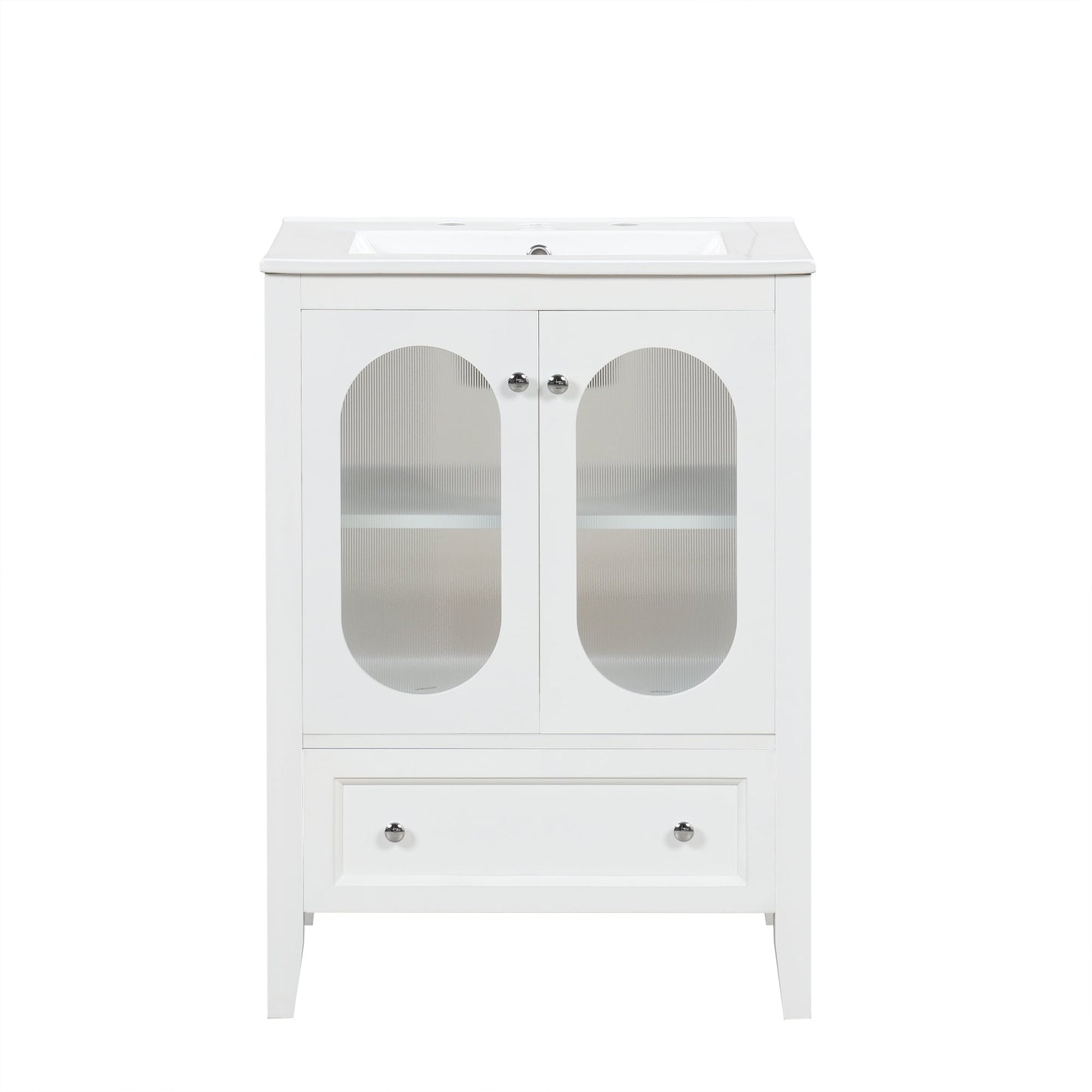 Meuble de salle de bain blanc de 24" avec lavabo et rangement
