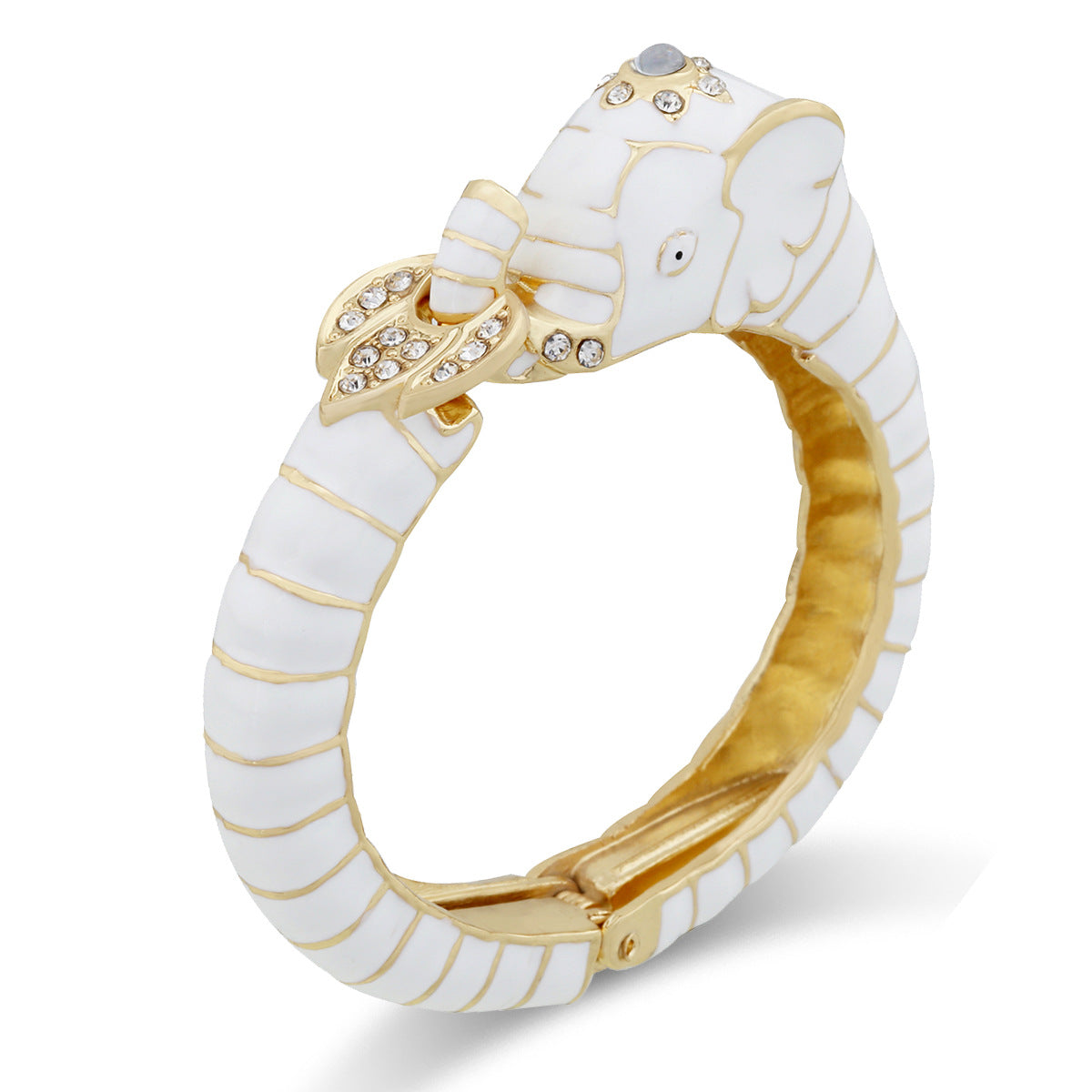 Bracelet ouvert en émail éléphant élégant