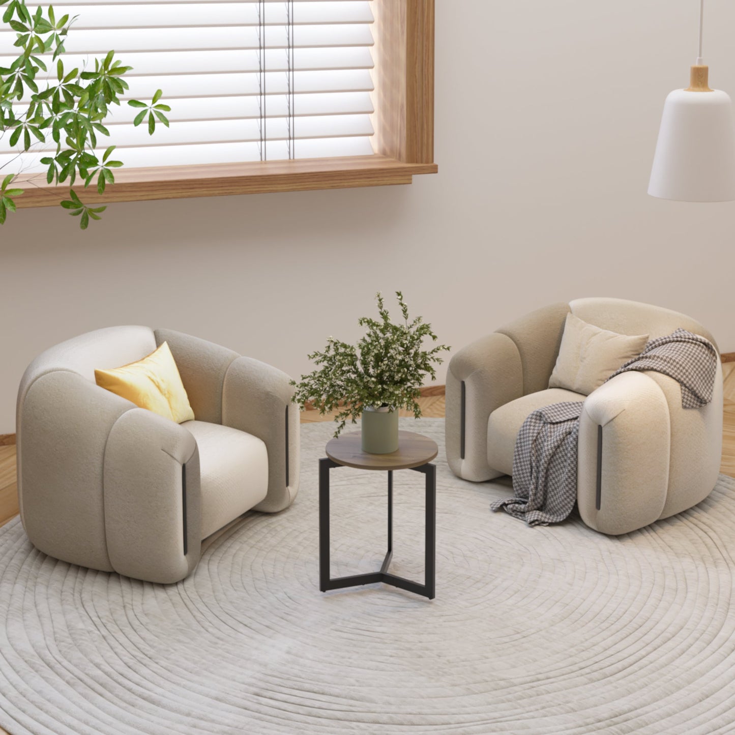 19.68''H Round Accent End Table with Sturdy Metal Frame
