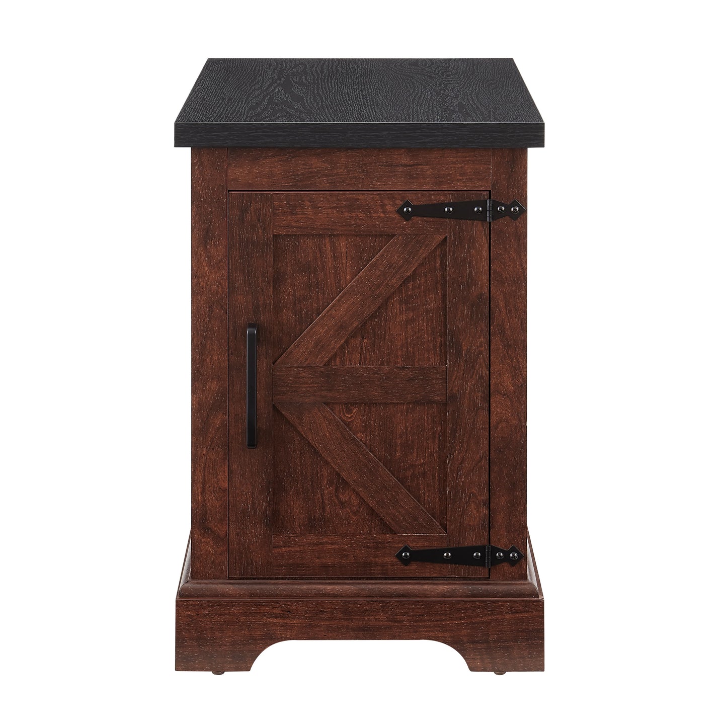 Farmhouse tea table bedside table rectangular farmhouse tea table with barn door and adjustable storage rack OAK - Korvel
