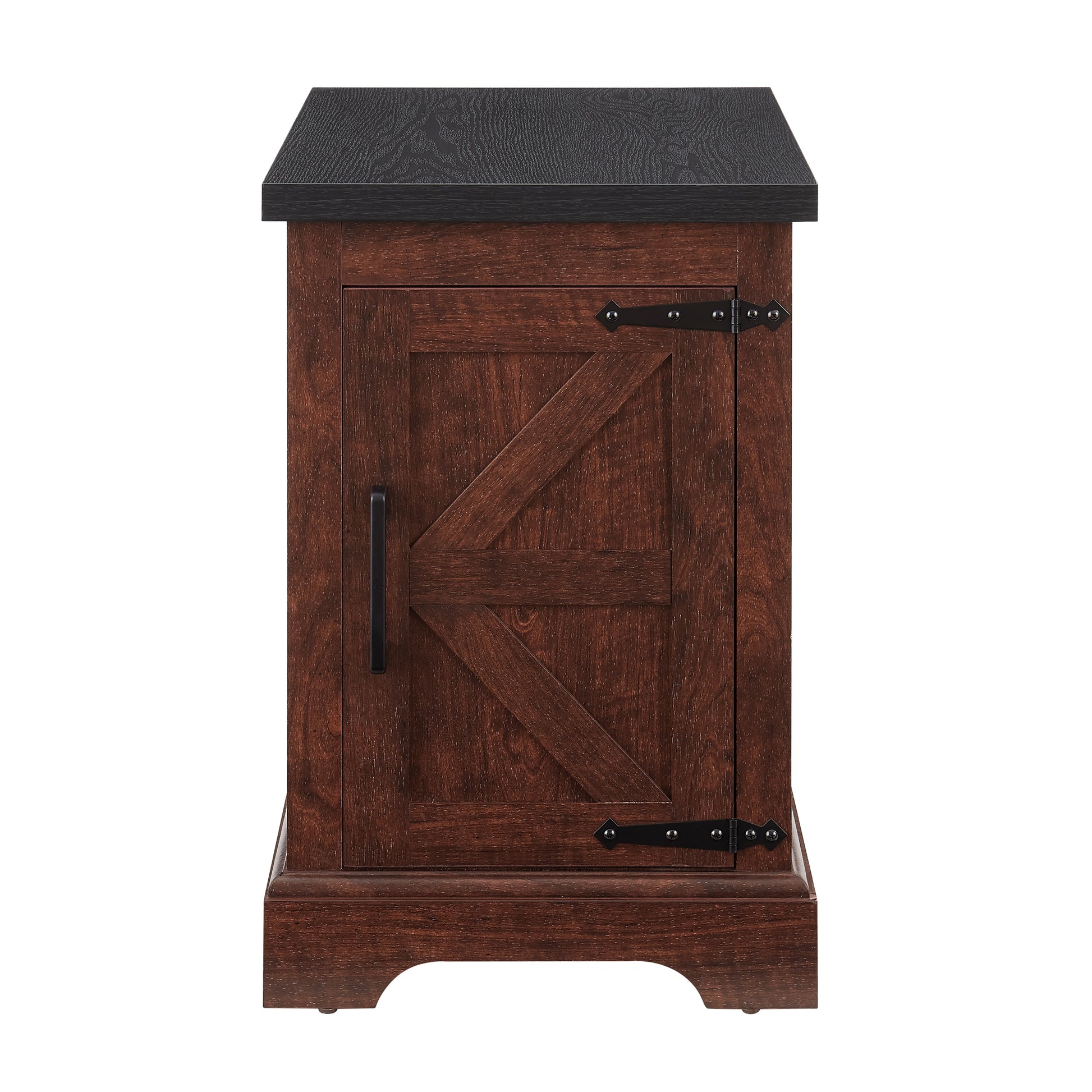 Farmhouse tea table bedside table rectangular farmhouse tea table with barn door and adjustable storage rack OAK - Korvel
