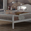 Full Size Wood Platform Bed with House-shaped Headboard, LED and Built-in Storage, White - Korvel