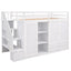 Functional Loft Bed with Storage and Shelves in White