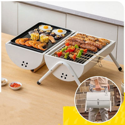 Portable Double-Sided Charcoal Barbecue Grill