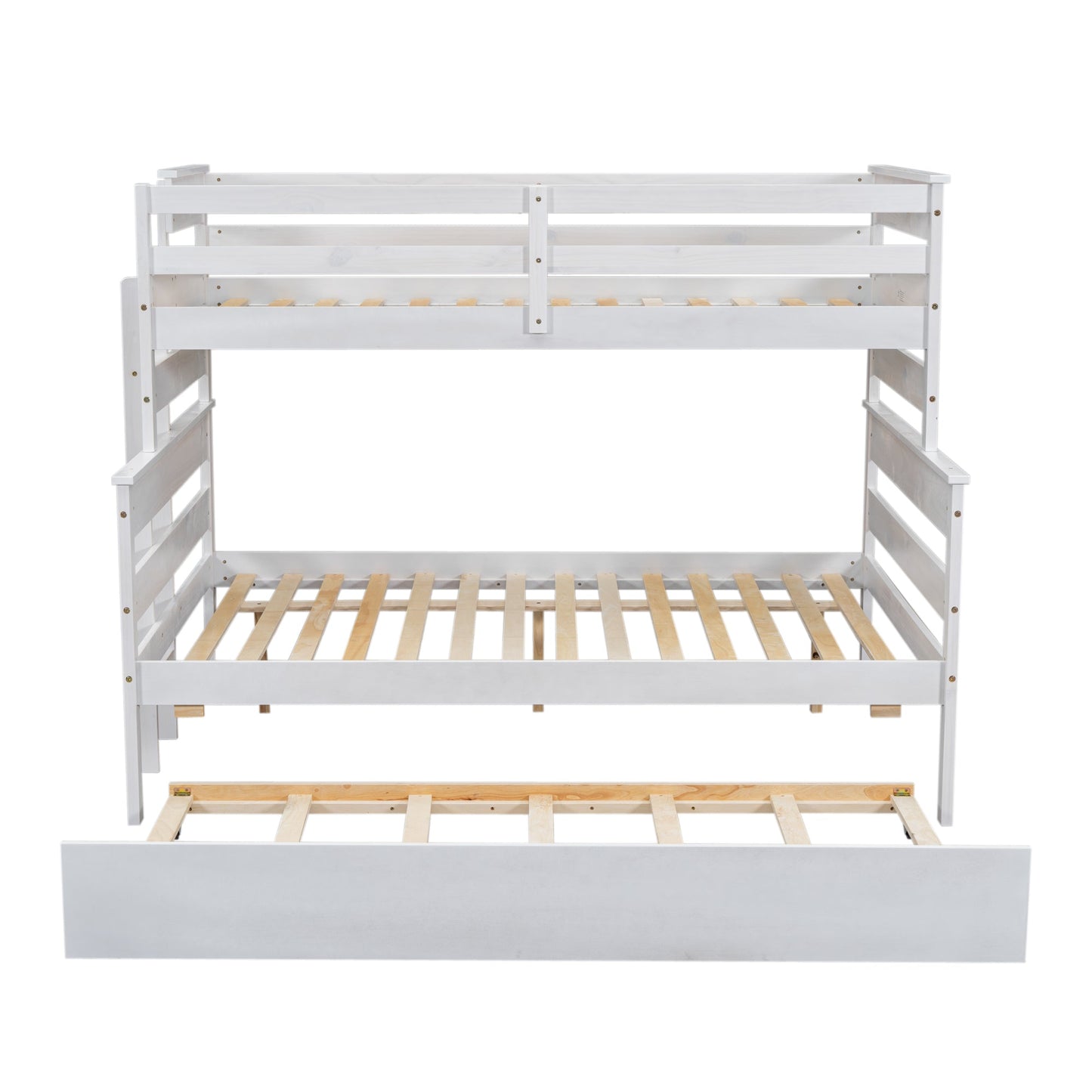 Wood Twin over Full Bunk Bed with Twin Size Trundle  White - Korvel