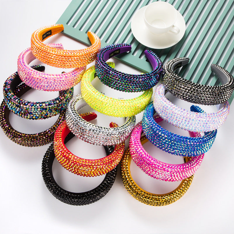 Premium Wide Brimmed Headdress with Rhinestones