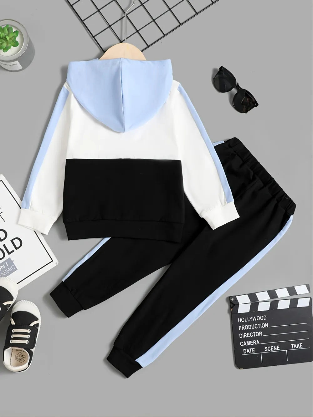 Ensemble Sweat à Capuche et Pantalon Color Block pour Enfants