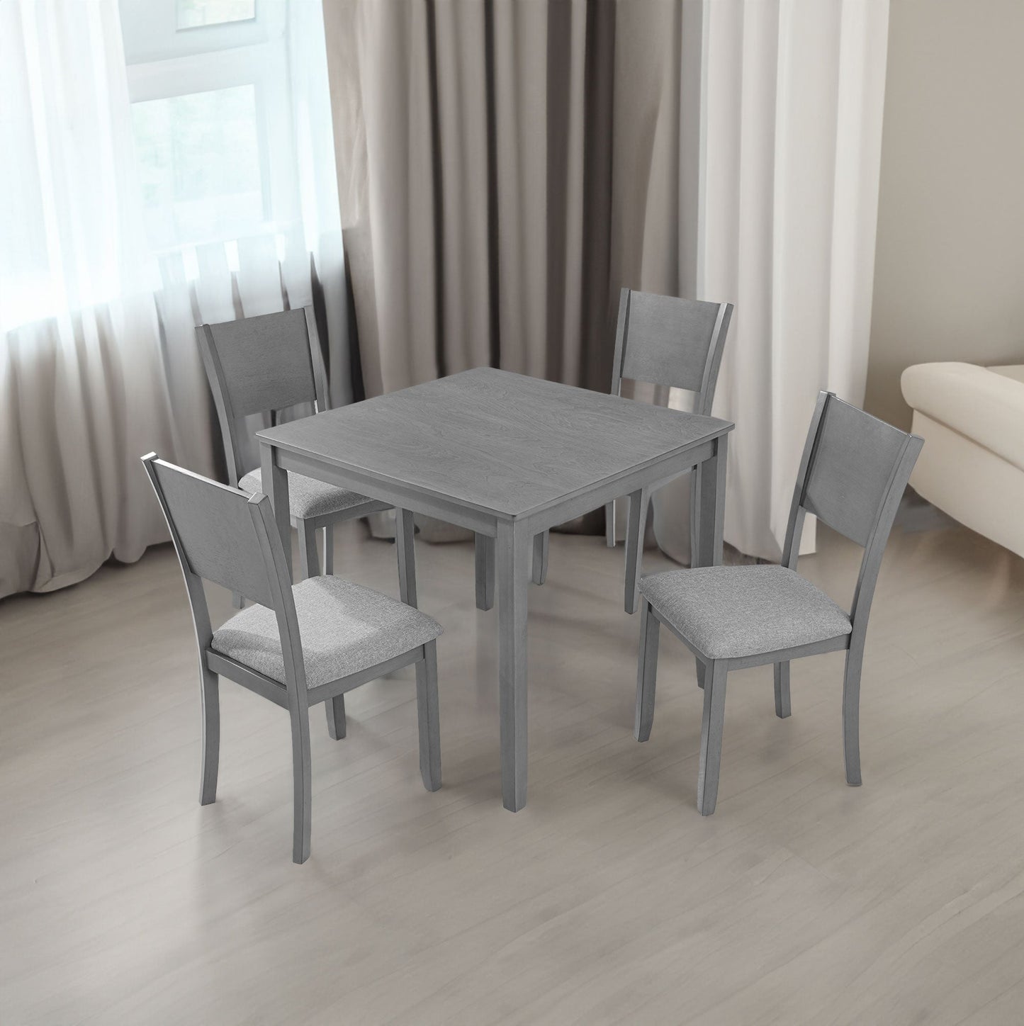 Ensemble de salle à manger moderne 5 pièces avec chaises rembourrées - Gris