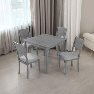 5 Piece Modern Dining Set with Upholstered Chairs - Gray