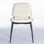 2-piece retro linen chair set with curved wooden backrest, cushioned seat, adjustable metal legs, (Beige PU) - Korvel