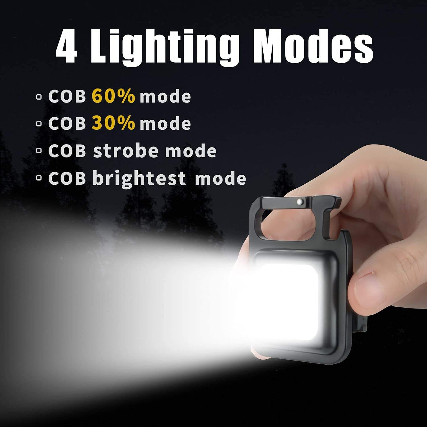 Multifunctional Mini COB Work Light TYPE-C Rechargeable Portable Keychain Light Magnetic Overhaul Emergency Light - Korvel