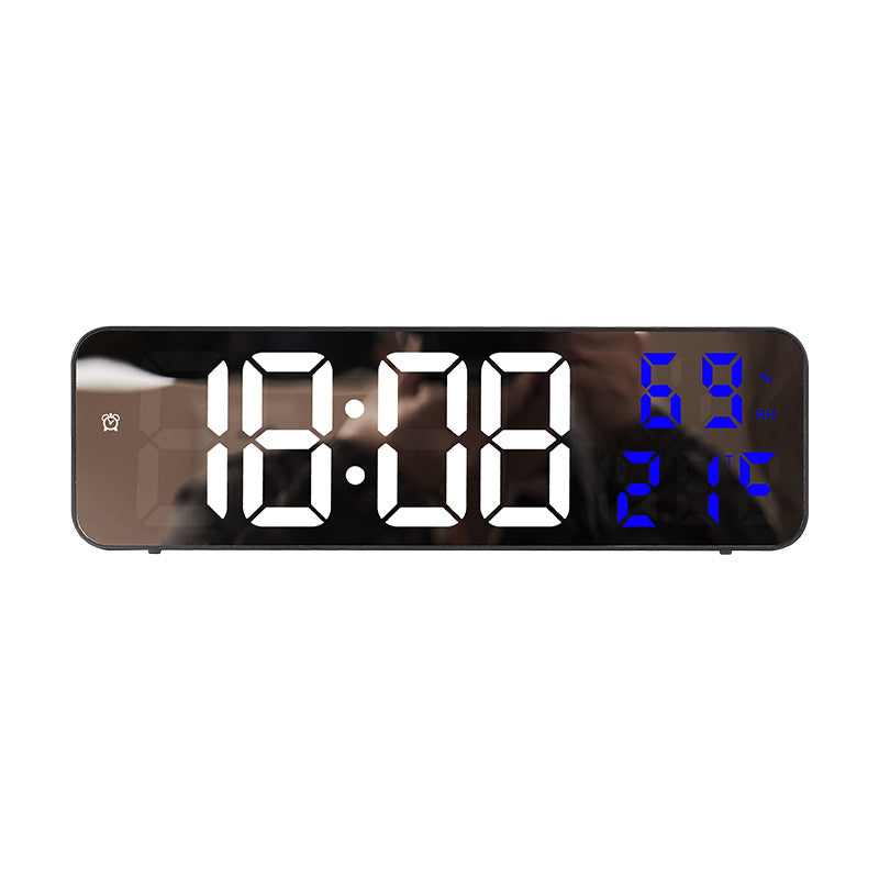 9-Inch Digital Wall Clock: Temp/Humid, Night Mode, Snooze, 12/24H, USB Plug-in LED Alarm Clock - Korvel