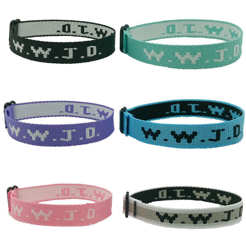 Alphabet Jacquard Printed Wrist Strap Bracelet Strap Unisex WWJD Bracelet Adjustable Bracelet - Korvel