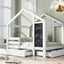 Cama Full House con Pizarra y Cajones - Blanca