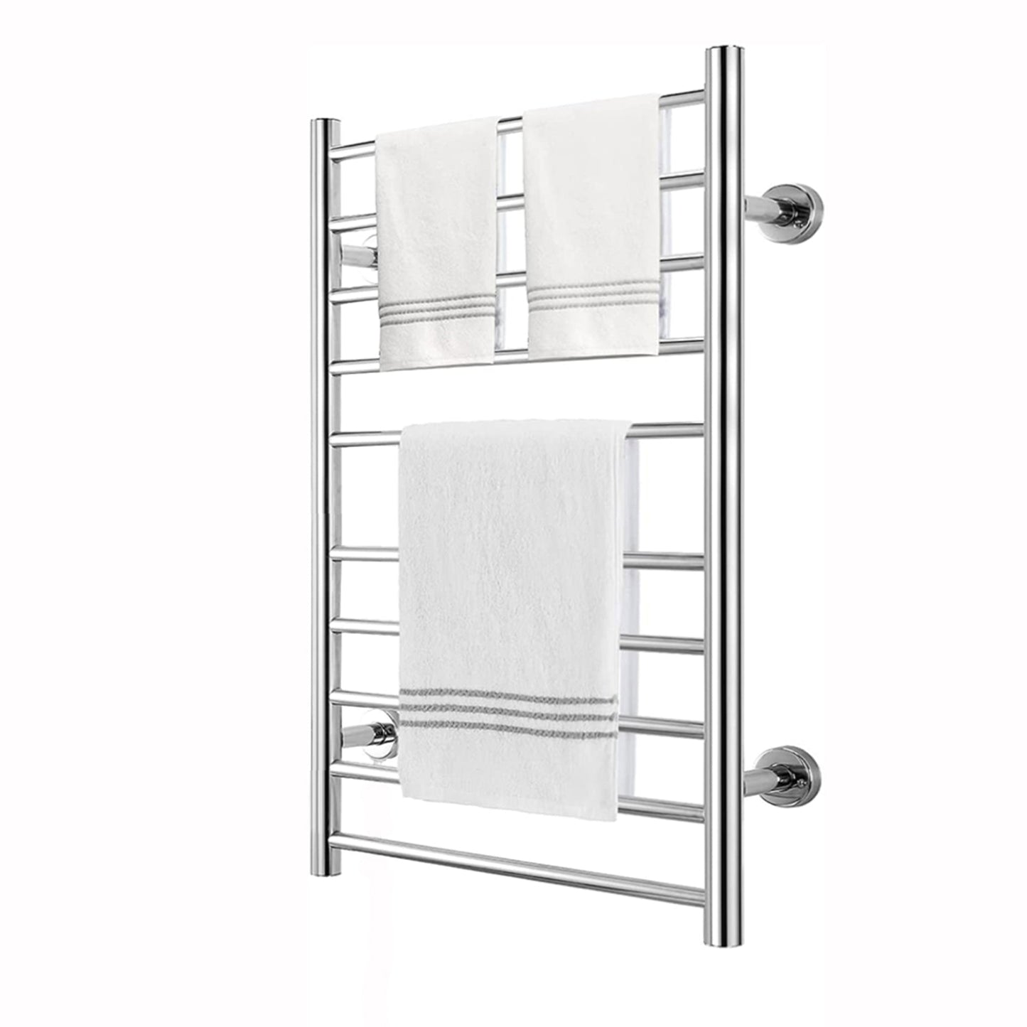 Electric Heated Towel Rack for Bathroom Wall Mounted Towel Warmer 10 Stainless Steel Bars Drying Rack - Korvel