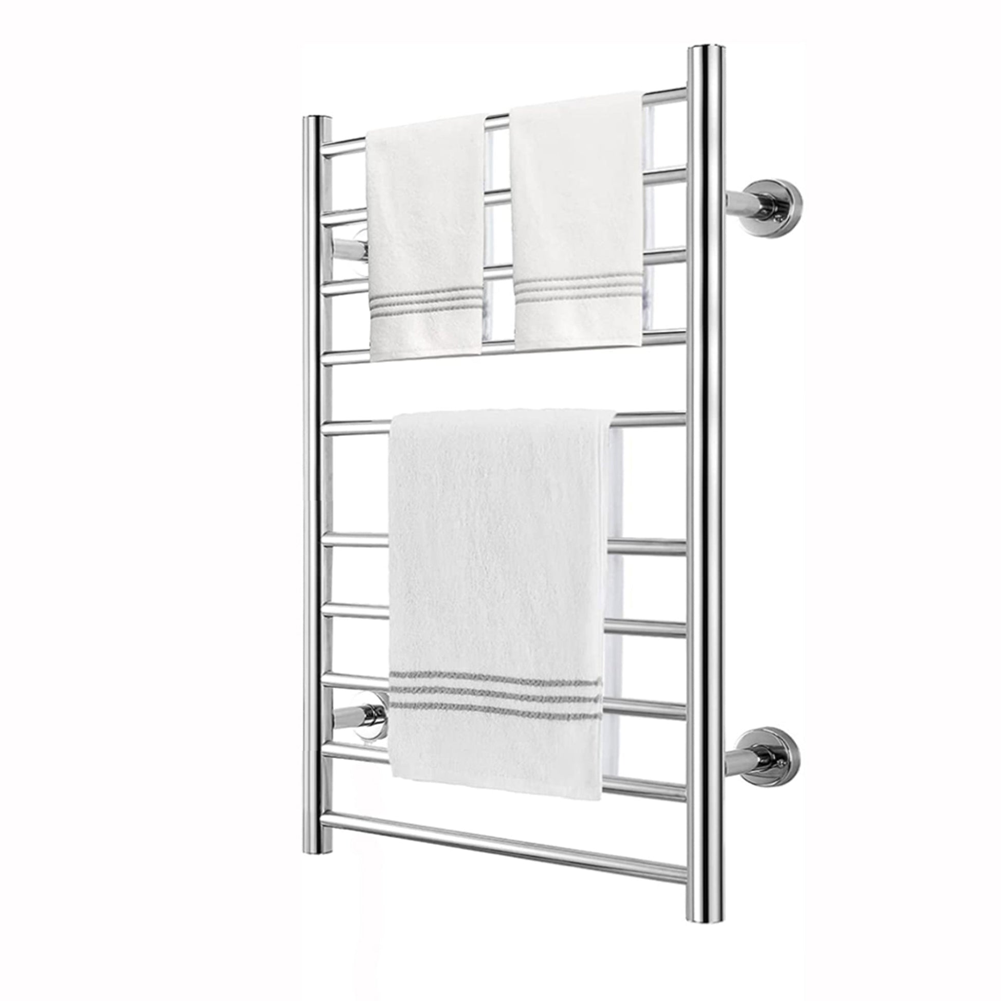 Electric Heated Towel Rack for Bathroom Wall Mounted Towel Warmer 10 Stainless Steel Bars Drying Rack - Korvel