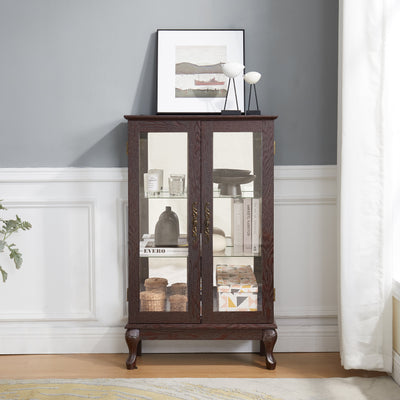 Elegant Dual Door Curio Cabinet with Adjustable Shelves