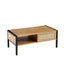 40.16" Rattan Coffee table, sliding door for storage, metal legs, Modern table for living room , natural - Korvel