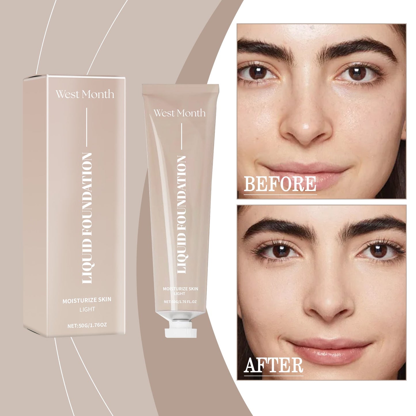 Moisturizing Liquid Foundation, Long-Lasting Moisturizing Refreshing Moisturizing Light Moisture Liquid Foundation - Korvel