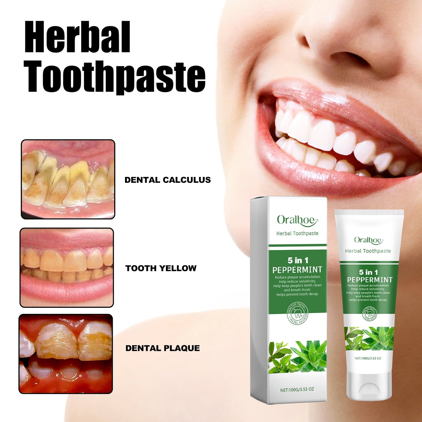 Aloe Vera Whitening Toothpaste for Fresh Breath and Bright Smile
