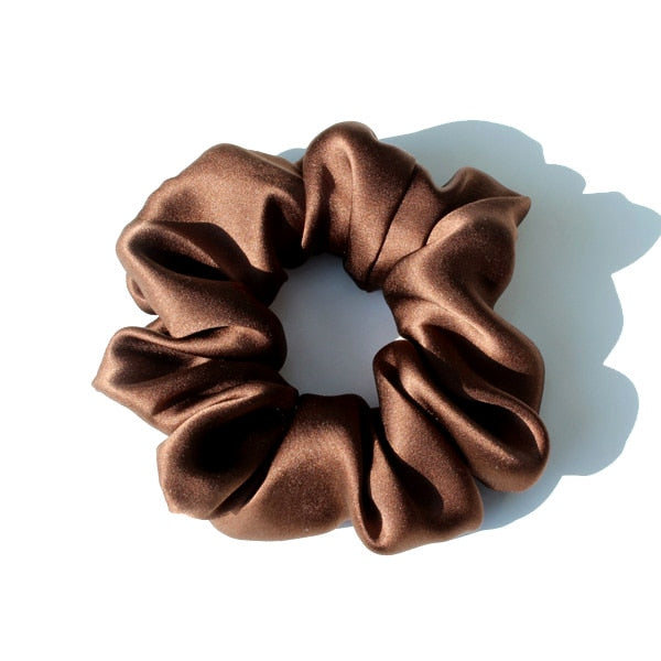Pure Silk Large Scrunchies Ropes Hair Bands Ties Elastics Ponytail Holders for Women Girls Hair Accessories 19 Momme 3.5CM - Korvel