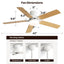 42 Inch Modern Ceiling Fan With 3 Color Dimmable Light 5 Blades Remote Control Reversible DC Motor White - Korvel