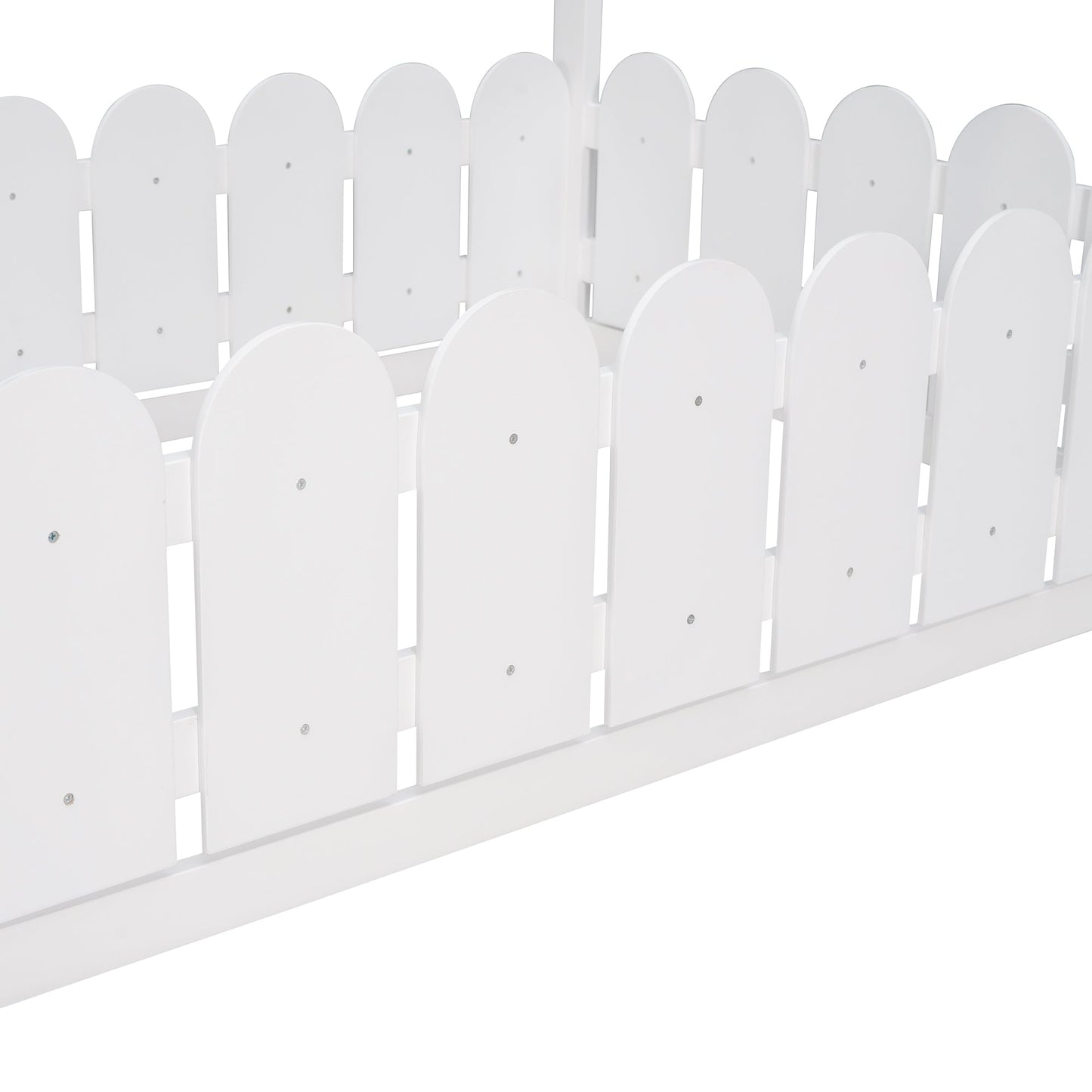 Cama de Madera en Forma de Casa para Niños de Tamaño Individual - Blanca