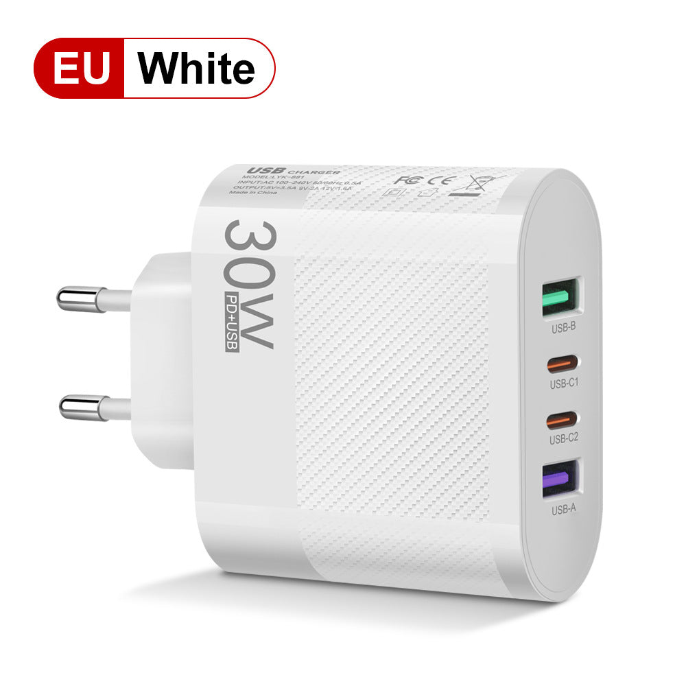 2USB Type-C 30W Mobile Phone Charger Multi Interface Travel Charging Head - Korvel