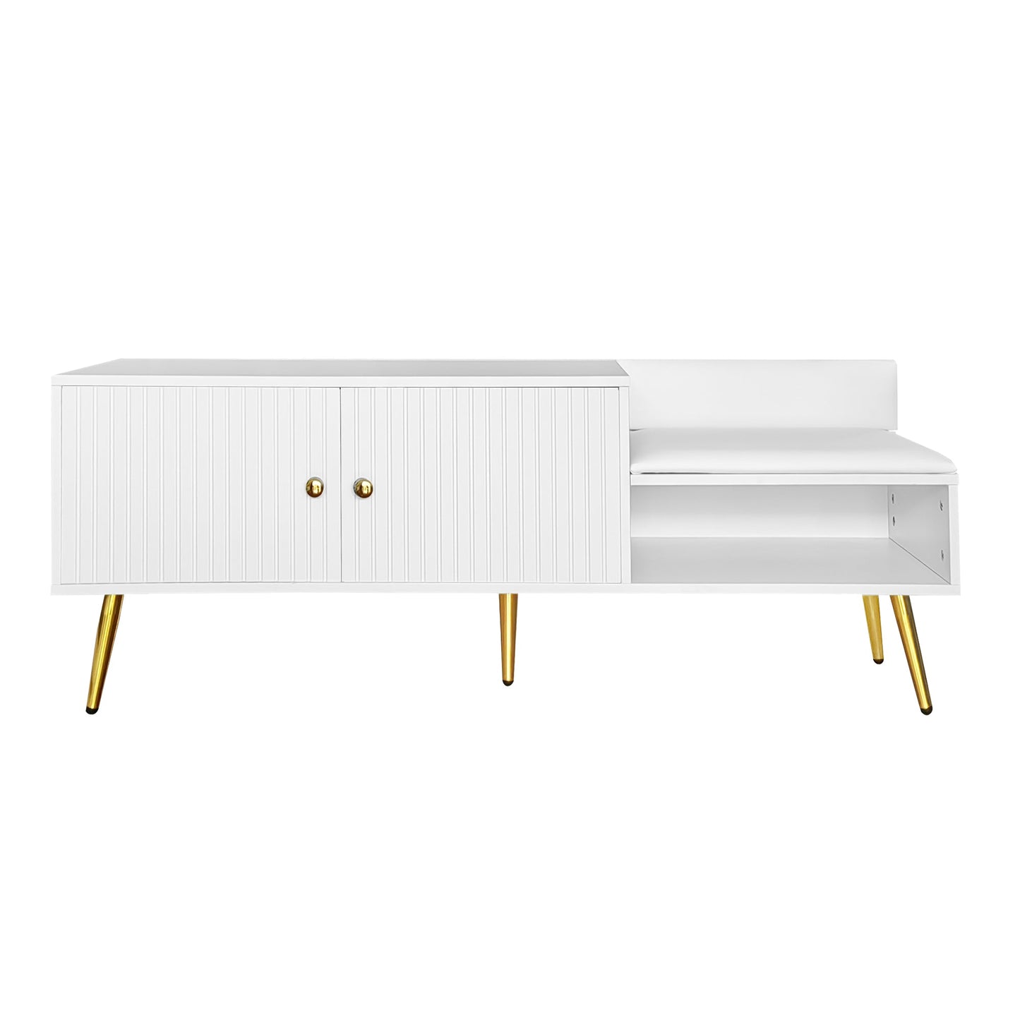 Banc de rangement pour chaussures blanc moderne avec rangement caché