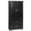 Tall Bathroom Storage Cabinet, Cabinet with Two Doors and Drawers, Adjustable Shelf, MDF Board, Black - Korvel