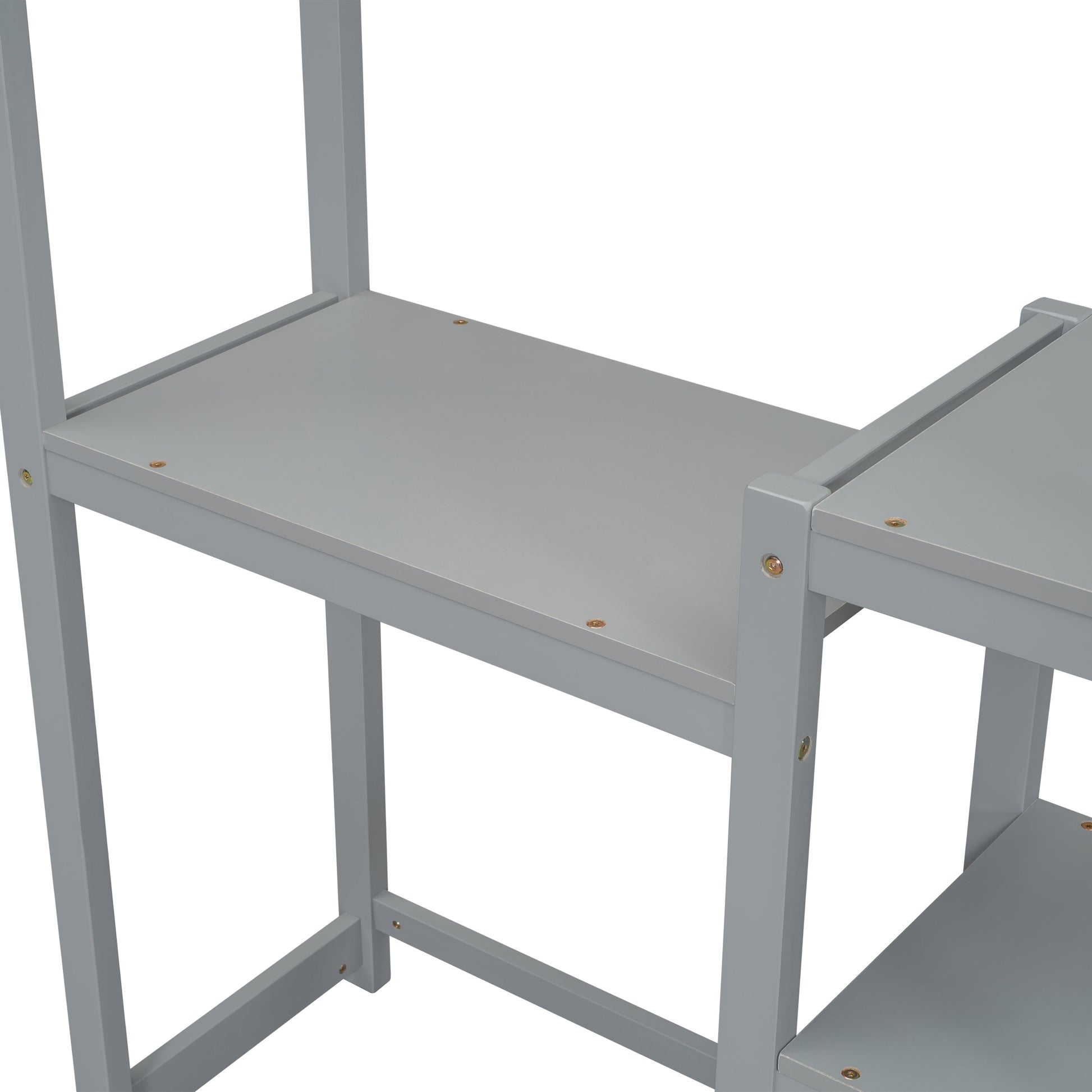 House-shaped Wooden writing Desk,Kids study Table,Bookshelf & Toy Storage,Grey - Korvel
