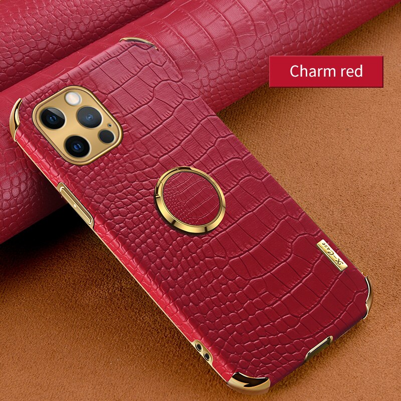 Luxury Crocodile pattern Leather Holder Phone Case For iPhone 11 12 13 Pro Max Mini X XR XSMax 7 8 Plus SE 2020 Shockproof Cover - Korvel
