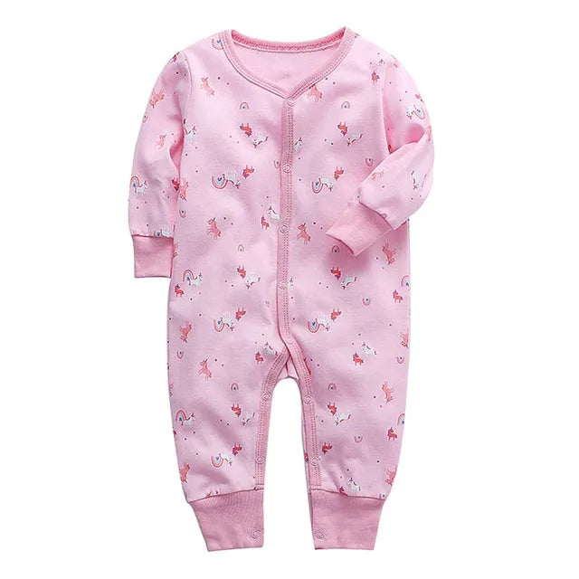 Newborn Footed Pajamas Zipper Girl and Boy Romper Long Sleeve Jumpsuit Cotton Solid White Fashion 0-24 Months Baby Clothes - Korvel
