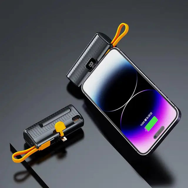 30000Mah Mini Power Bank Ingebouwde Kabel Powerbank Digitale Display Externe Batterij Draagbare Oplader Voor Iphone Samsung Xiaomi - Korvel