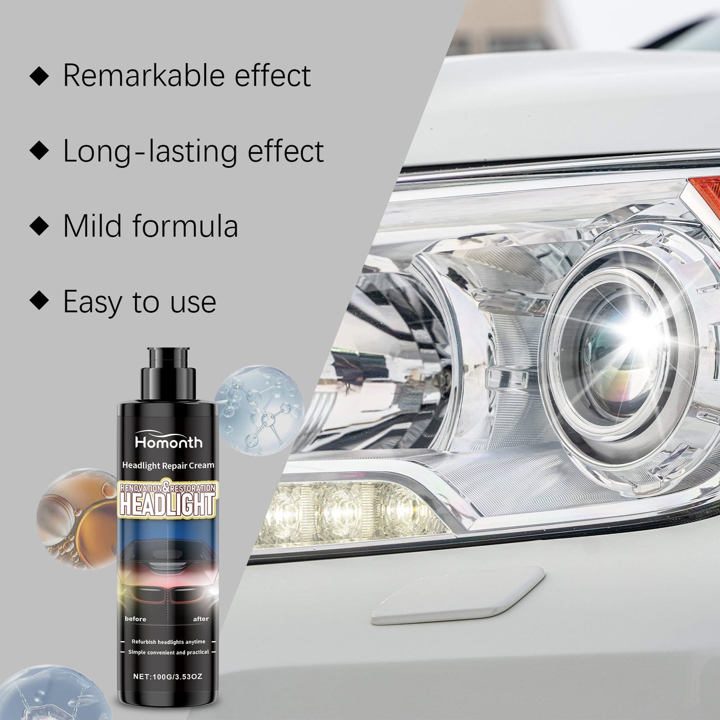 Automotive Headlight Repair Paste, Fill Scratches Repair Wear Lamps Care Maintenance Lamp Supplies - Korvel