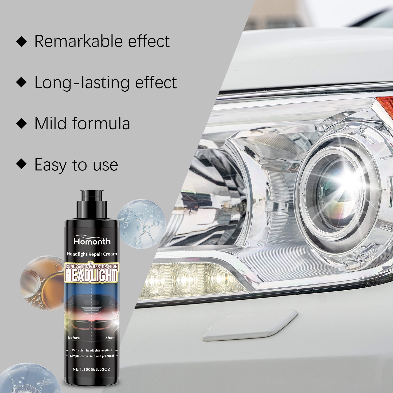 Automotive Headlight Repair Paste, Fill Scratches Repair Wear Lamps Care Maintenance Lamp Supplies - Korvel