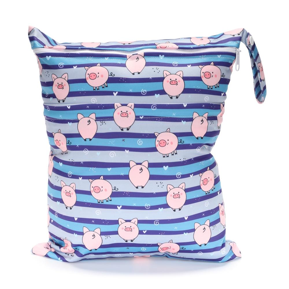 [Sigzagor]Wet Dry Bag With Two Zippered For Baby Diapers Nappies Waterproof Reusable 36cmx29cm - Korvel